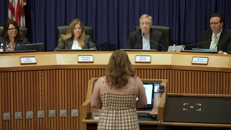 Denton City Council meeting discussing data center moratorium with concerned residents.